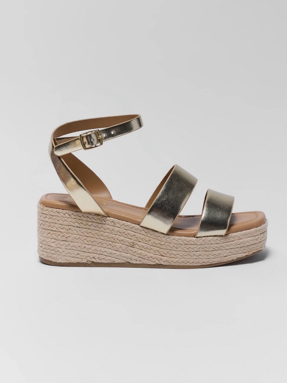 Gold Metallic Wedge Sandals -